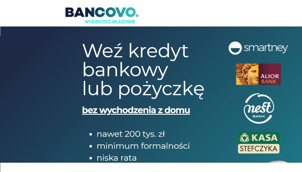 Weź najlepszą pożyczkę Bancovo taniej nawet o 50%