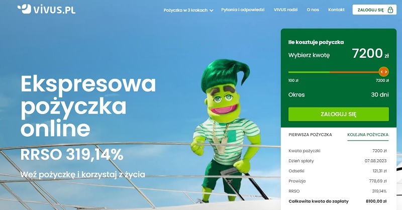 Vivus ekspresowa pożyczka online do 7200 zł dla powracających klientów