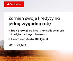 Kredyt konsolidacyjny Santander kredyt gotówkowy konsolidacja Santander Bank Polska